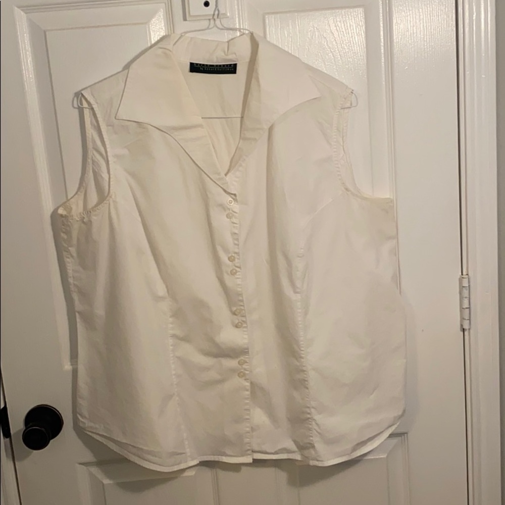 Sleeveless White button down